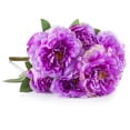 thumbnail image 2 of Enova Home 7 Heads 20" Tall Artificial Silk Peony Stem Fake Flowers Bush for Home Office Garden Decoration (Purple), 2 of 3