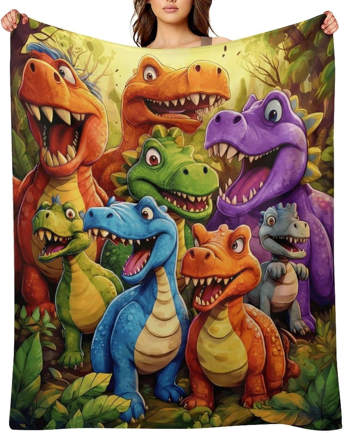 Dinosaur Blanket for Boys & Kids - Blanket Boom Ultra Soft Flannel Fleece Throw, Cute 3D Dino Print Plush Bed Blanket for Toddlers, Cozy Warm for Couch Sofa & Travel, 50"x60"