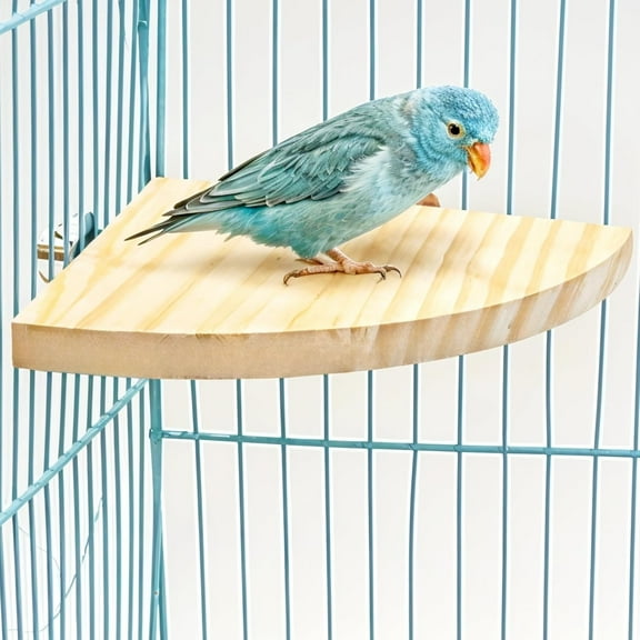Bird Perch Platform Stand Wooden Parrot Perch Fan Shape Parrot Stand Flat Perches for Bird Cages Corner
