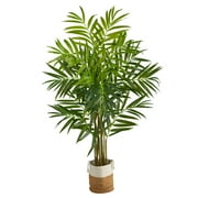 HomeStock Beachy Beauty 8Ft. King Palm Artificial Tree With 12 Bendable Branches In Handmade Jute And Cotton Planter