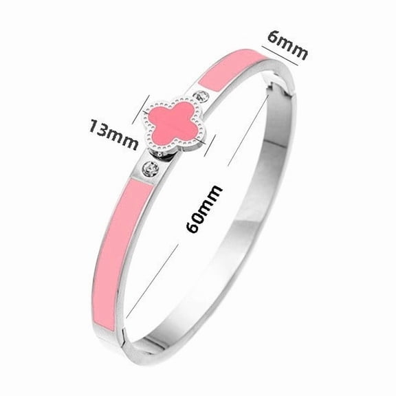 Fashion Unisex Stainless Steel Bracelet, 18K Gold Plated Four-Leaf Clover Open Bangle, Available in 17 Colors, Couples' Jewelry, Hypoallergenic, Ideal for Birthday, Anniversary, Valentine's Day Gifts