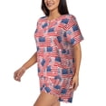 thumbnail image 2 of Rateoe America Flags Pattern Women's Short-Sleeved Pajama Set - 2 Piece Soft and Lightweight Sleepwear Set-4X-Large, 2 of 7