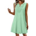 thumbnail image 4 of Women's 2026 Summer Dress Casual Fashion V Neck Embroidered Sleeveless Top Boho Dress by Yigetop Green 3XL, 4 of 8