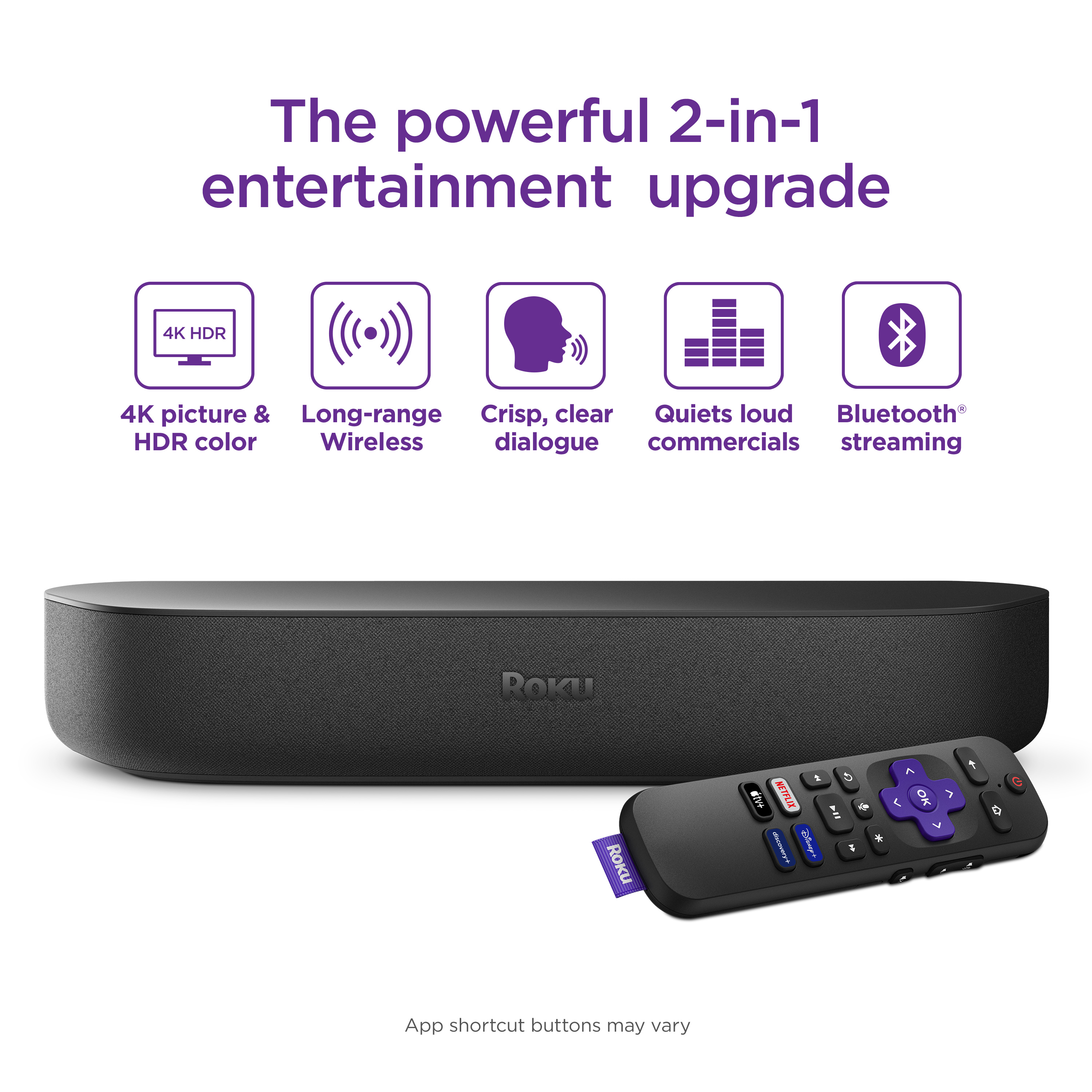 Roku Streambar | 4K/HD/HDR Streaming Media Player & Premium Audio, All In One, Includes Roku Voice Remote - image 3 of 14