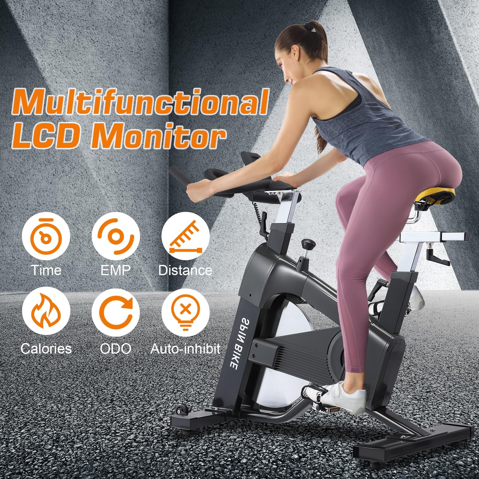 Ataucjin Commercial Exercise Bike,Stationary Bike for Home Gym,Cycling Bike for Home Cardio,Silent Belt Drive,300lbs Weight Capacity,Adjustable Comfortable Seat/Magnetic Resistance,Workout Bike