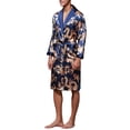 thumbnail image 4 of Previn Men's Long Sleeve Robe Satin Pjs Spring Lightweight Cool Knee Length Pajamas Long Summer Luxury Bathrobe Blue Small, 4 of 5