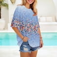 thumbnail image 4 of NAMTYQX Summer Tops for Women 2025 Plus Size Short Sleeve Stylish Light Loose Fitting Round Neck Graphic Cute Casual Royal Blue Size XL, 4 of 5