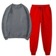 thumbnail image 2 of Women's Solid Round Neck Pullover Casual Sports Pants Sports Set, 2 of 5