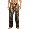 thumbnail image 2 of Picia Streamside Meditating Fox Mens Soft Woven Cotton Elastic Waistband Sleep Pajama Pant Lounge Sleep Pant With Pockets And Drawstring-Large, 2 of 9