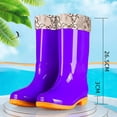 thumbnail image 5 of XUNKUSGA Rain Boots Classic Solid Color Waterproof PVC Rubber Garden Farm Boots with Non-Slip Sole Lightweight Fleece-Lined Warm Rain Shoes for Gardening Farm Chores Rainy Purple 6, 5 of 5