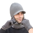 thumbnail image 5 of SikaFu Thick Warm Winter Hat Glove Set Men Riding Earflap Cap Male Knitted Hat with Scarf Men PCS Fleece Lined Winter Accessory, 5 of 6