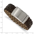 thumbnail image 2 of Stainless Steel Brushed Brown Leather Bracelet - 9 Inch, 2 of 2
