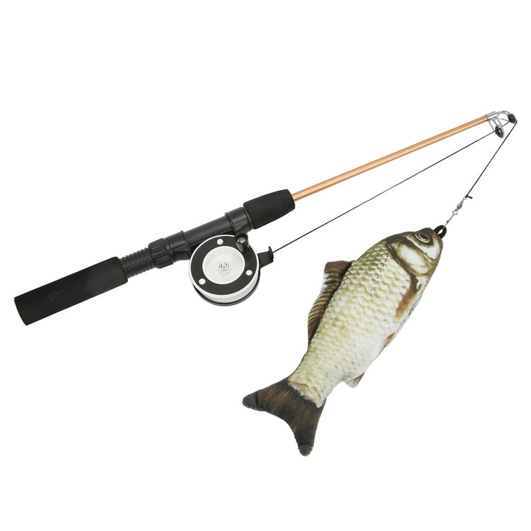 Fishing Rod Cat Toy, Pulley Telescopic Fishing Rod Cat Toy Manual Reel  Design Lifelike Fish Design Safe To Use For Kicking For Biting