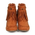 thumbnail image 4 of Wild Diva DA09 Women Suede Braided Fringe Zip Moccasin Bootie, 4 of 5