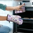 thumbnail image 2 of Purple Gothic Cat Crystal Pattern Kitchen Oven Mitt and Pot Holder Sets 2 Pcs for Baking, Cooking and Grilling, Heat Resistant Up To 392 °F, 2 of 7