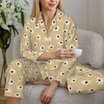 thumbnail image 4 of Goofa Daisies Flowers Printed Women’s 2 Piece Pajama Set Super,Pajamas Women's Long Sleeve Sleepwear Soft Button Down Loungewear Pjs Lounge Set Nightwear-, 4 of 9