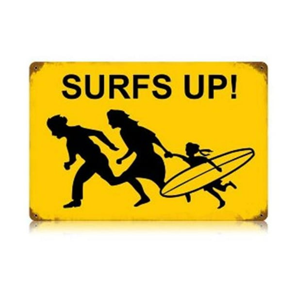 Past Time Signs V476 Courir Famille Surf Humour Vintage Signe en Métal