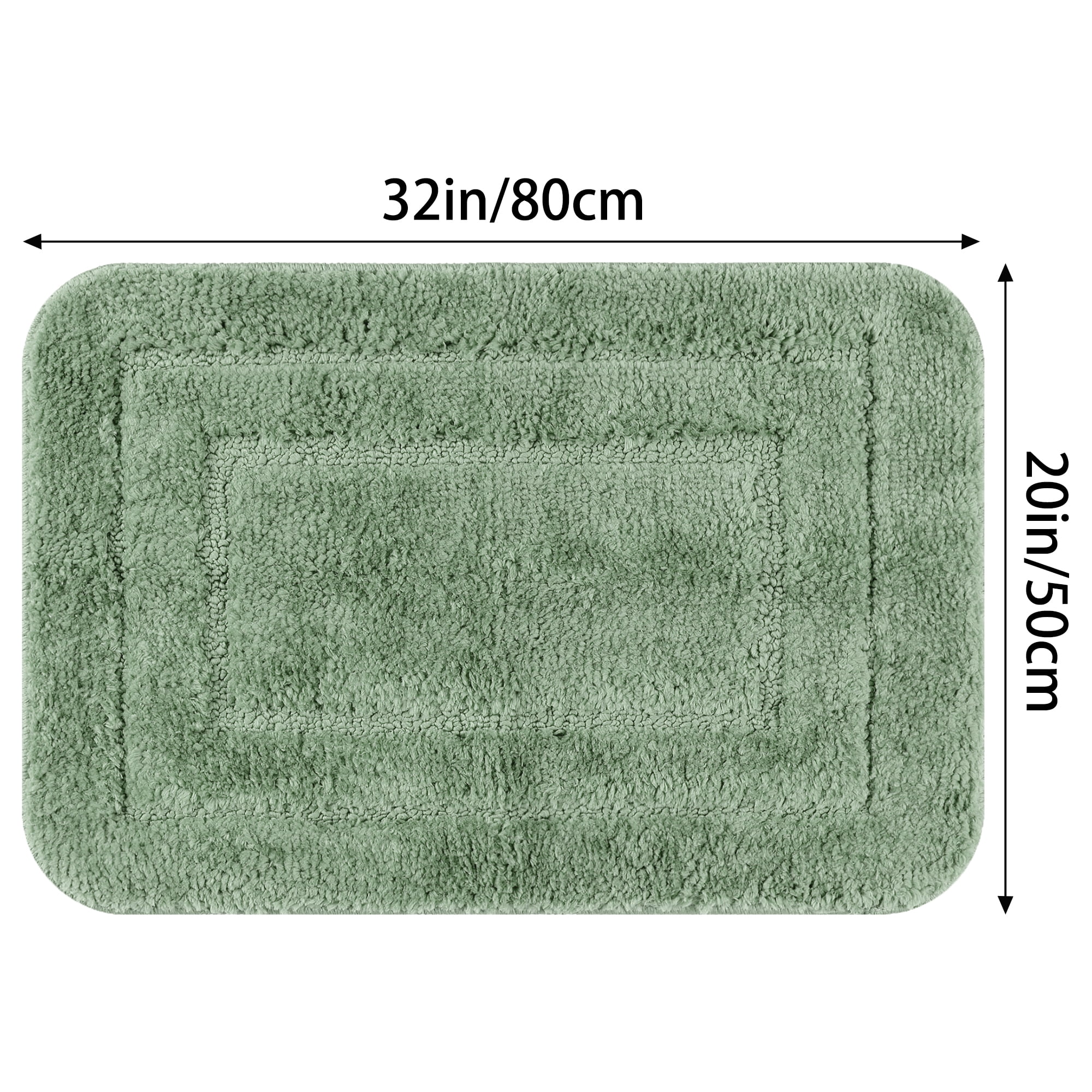 Unique Bargains Soft Absorbent Non-Slip Plush Bath Rugs for Bathroom Light Green 20"x32"