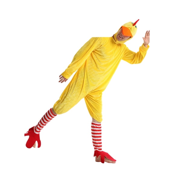Ceisia Adult Full Body Yellow Chicken Jumpsuit Animal Cosplay Costume Long Sleeve Onesie For Halloween Party Carnival Stage Performance Dress Up Gift
