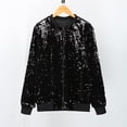 thumbnail image 4 of Moda mujer lentejuelas abrigo chaqueta de bombardero de manga larga con cremallera ropa de calle cas Tomshoo M, 4 of 7