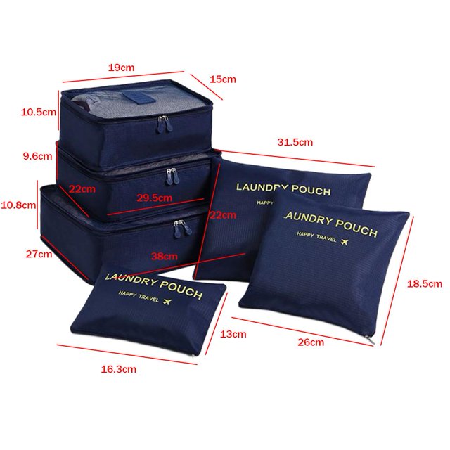 6 unids/set bolsa de almacenamiento de equipaje bolsa de embalaje de viaje para ropa interior de zapatos (azul oscuro) Sywqhk Libre de BPA