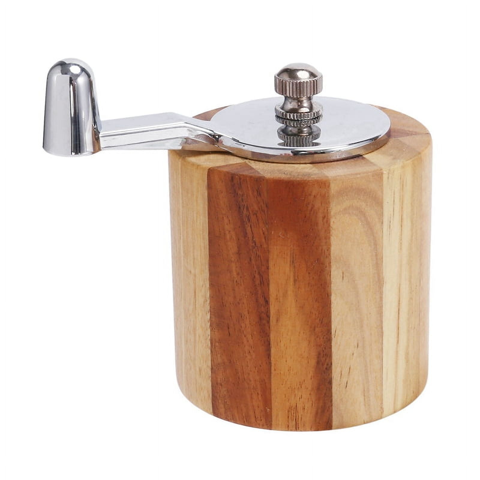4X Pepper Mill, Hand Crank Wood Pepper Grinder with Classic Handle and Adjustable Ceramic Rotor