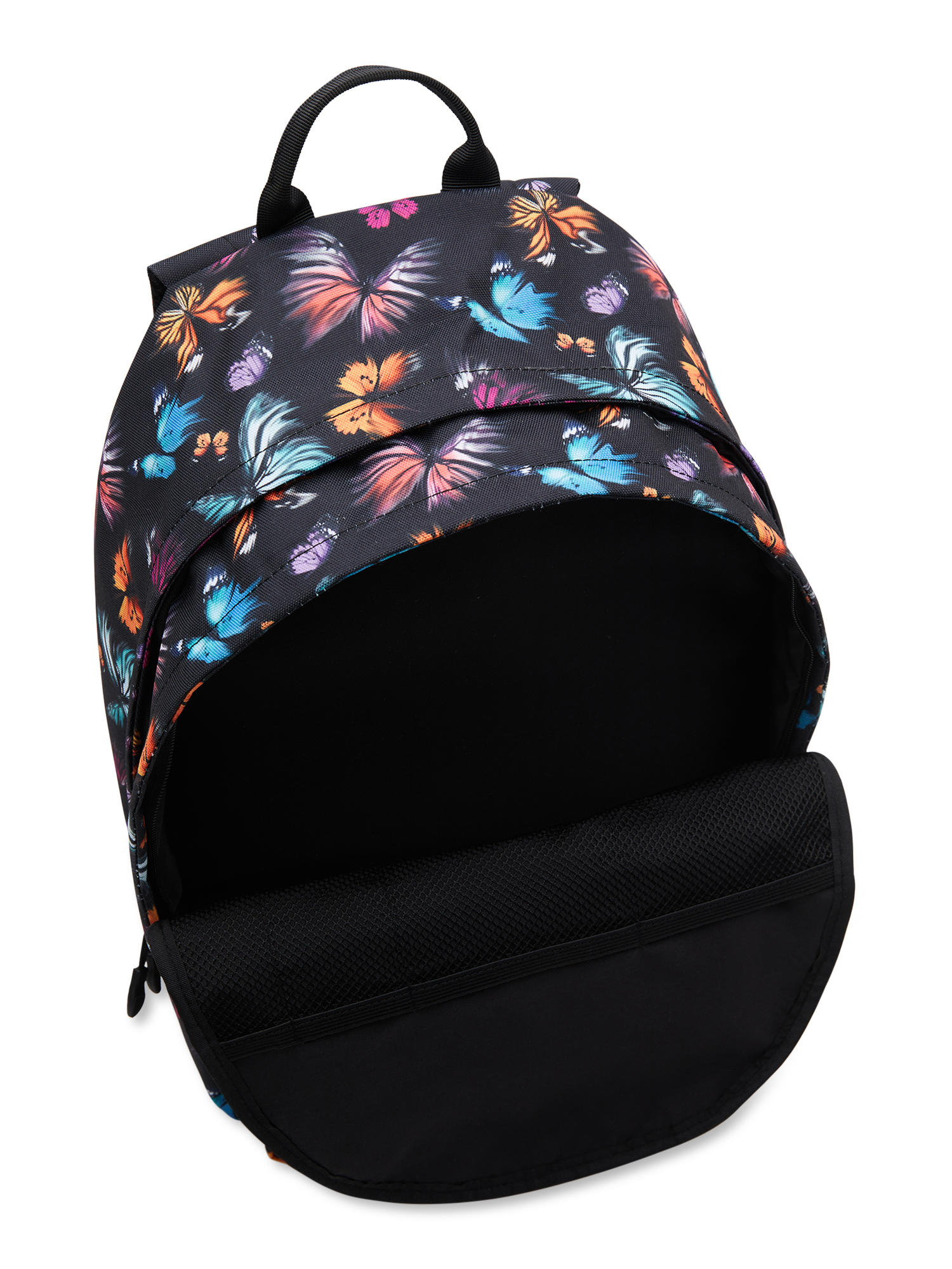 No Boundaries Women's Dome Multi Pocket 17" Backpack, Black Blurred Butterfly
