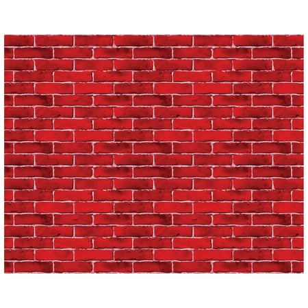 Image of Brick Wall Plastic Backdrop for School and Office Parties Photo Backdrops Faux Fireplaces and Walls and Christmas Holiday Scenes - 4 x 30 Feet