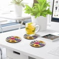 thumbnail image 6 of Vzayyk 4Pack Wooden Coasters With Cork Base Heat-Resistant Drink For Home Office Restaurant Beautiful Boho-style Design, 6 of 7