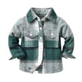 thumbnail image 2 of Toddler Baby Boys Plaid Flannel Shirt Jacket Long Sleeve Lapel Button Down Shacket Coats Family Matching Tops(Mint Green140), 2 of 6