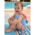 thumbnail image 5 of BemeyourBBs Cute Toddler Baby Girl Striped One Piece Swimsuit Infant Girl Bathing Suit Ruffle Flying Sleeve Square Neck Back Bow Swimwear Summer Pool Beachwear, 5 of 9