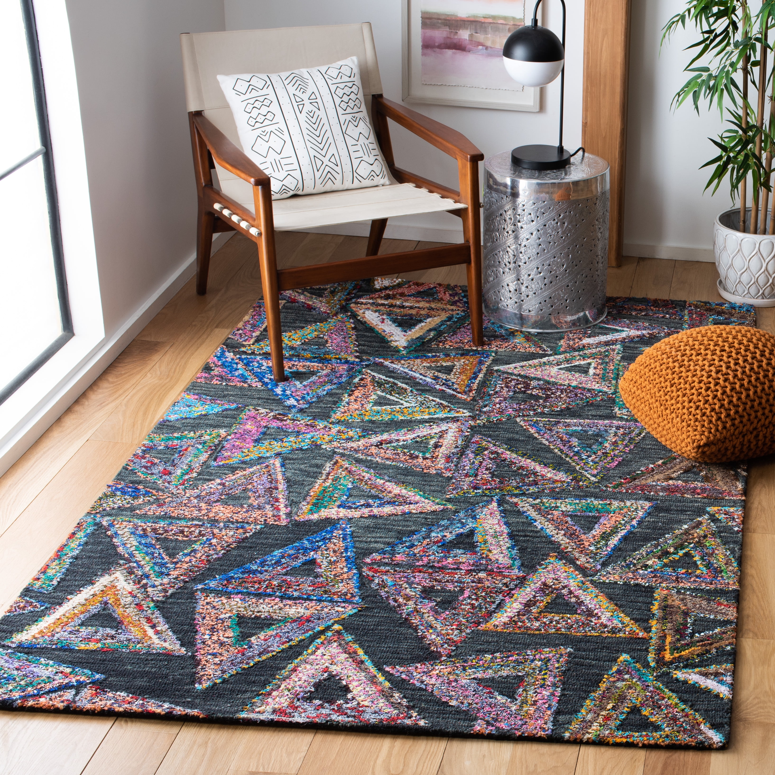 SAFAVIEH Aspen Jacob Geometric Area Rug, Dark Green/Black, 7' x 7' Square