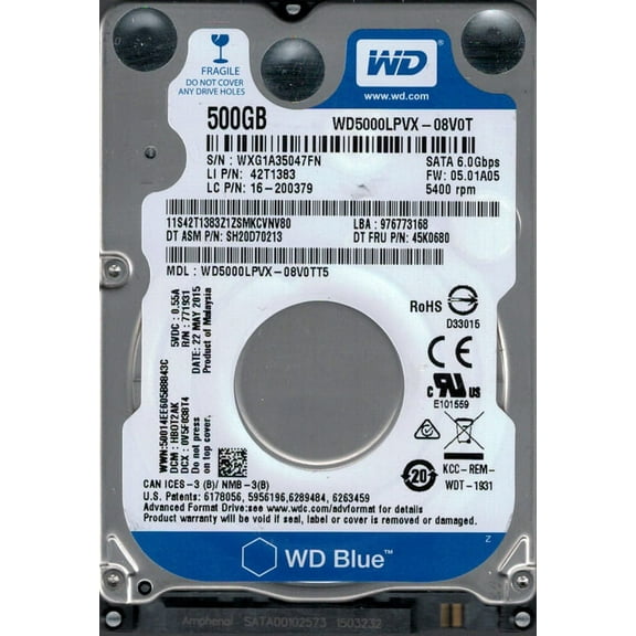 WD5000LPVX-08V0TT5 DCM: HAOTJAB Western Digital 500GB