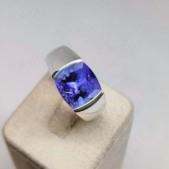 Men's Tanzanite Gemstone Ring For Him Handmade 925 Sterling Silver Signet Rings For Men Wedding Gift Ring Stackabe Tanzanite Birthstone Ring
