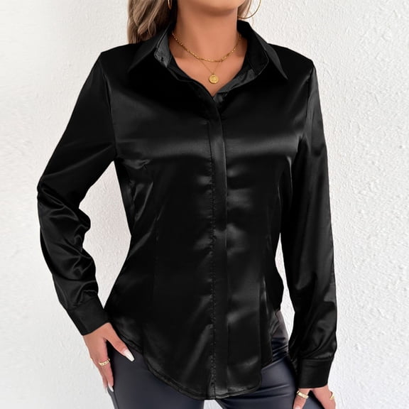 Karight Womens Button Down Shirt Long Sleeve Blouse