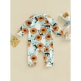 thumbnail image 4 of Wassery Infant Baby Girls Halloween Clothes Ghost  Flower Print Long Sleeve Zipper Jumpsuit  Newborns Baby Girls Fall Casual Outfit Sets 0-18 Months, 4 of 9