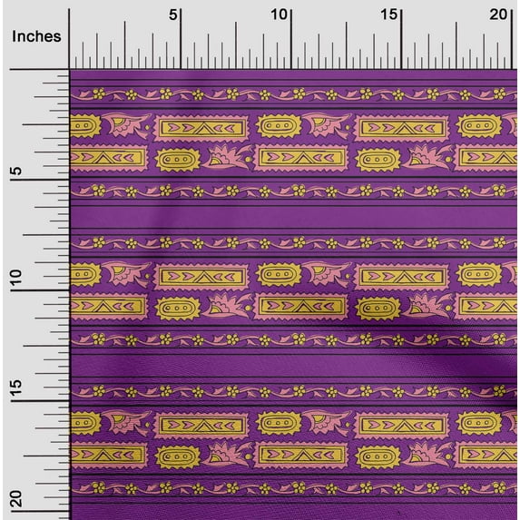 oneOone Polyester Lycra Fabric Ethnic Block Print Fabric By Yard 56 Inch Wide