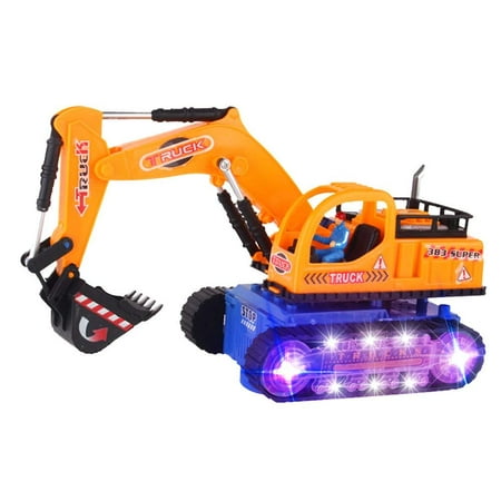 TECHEGE Excavator Truck Toys Crane for Toddler Boys and Kids with Sirens, LED Lights (Construction