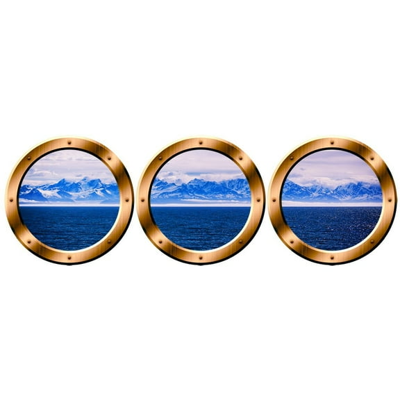 VWAQ Wall Portholes - Cruise Ship Window Decals, Ocean View Decor - VWAQ-SPW9 (20" Diameter, Bronze)