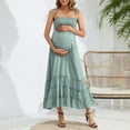 thumbnail image 2 of Sleeveless Maternity Dress Women's Summer Spaghetti Strap Smocked Tiered Flowy Maxi Dress, 2 of 5