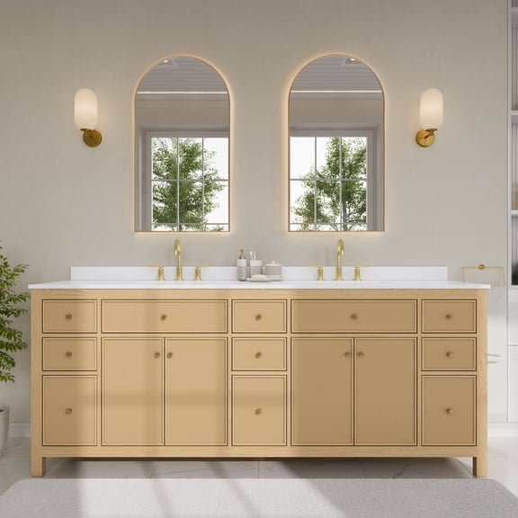Wyndham Collection WCF929284DTGWQUS3MXX Pendry 84" Free Standing Double Basin Vanity Set -