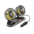 thumbnail image 3 of Ventilador de refrigeración genérico para coche, silencioso, potente, doble cabezal para carro, RV, salpicadero de coche Amarillo, 3 of 8