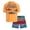 Orange Gradient Shark, variant on Boys Swim Set - UPF50+ Short Sleeve Rash Guard Swim Shirt and Swim Trunks 2 Piece Set