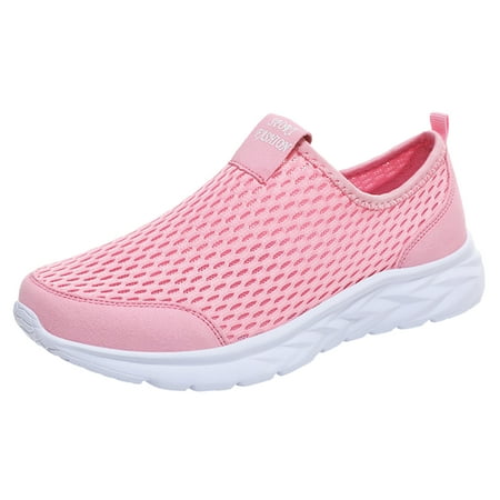 Gvdentm Women s Fashion Casual Mesh Lightweight Slip on Sneakers Loafers Shoes Pink  9