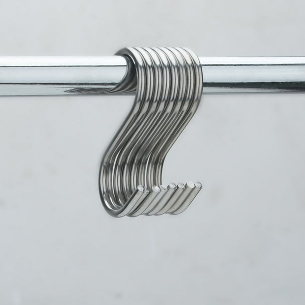 Xihbxyly Ganchos En Forma de S de Acero Inoxidable, Diseño de Metal Duradero y Antioxidante, Organizador de Armario Que Ahorra Espacio, Versátiles para Cocina, Baño y Dormitorio, Paquete de 10, Tamañ