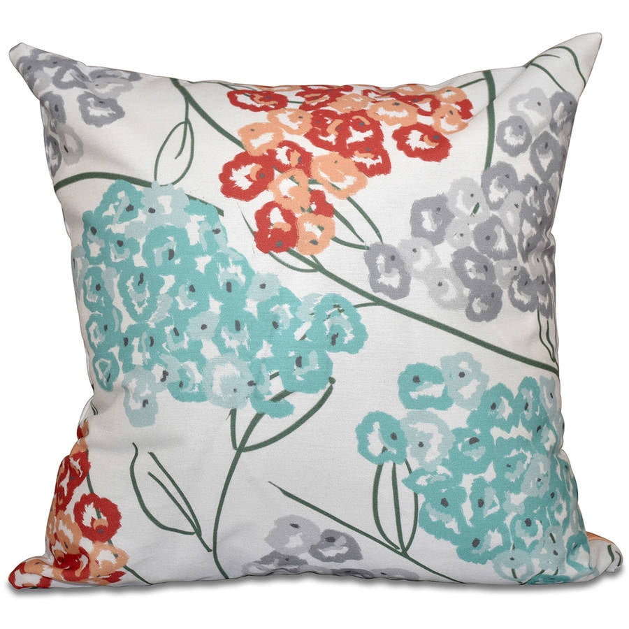 E by design O5PFN504GY1GY2-18 18 x 18 Spring Floral 2 Floral Black/Gray Outdoor Pillow