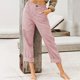 thumbnail image 2 of Pantalones largos para mujer, informales, con bolsillos de Color sólido, botones, cintura elástica, cómodos pantalones rectos Odeerbi ODB-2, 2 of 5