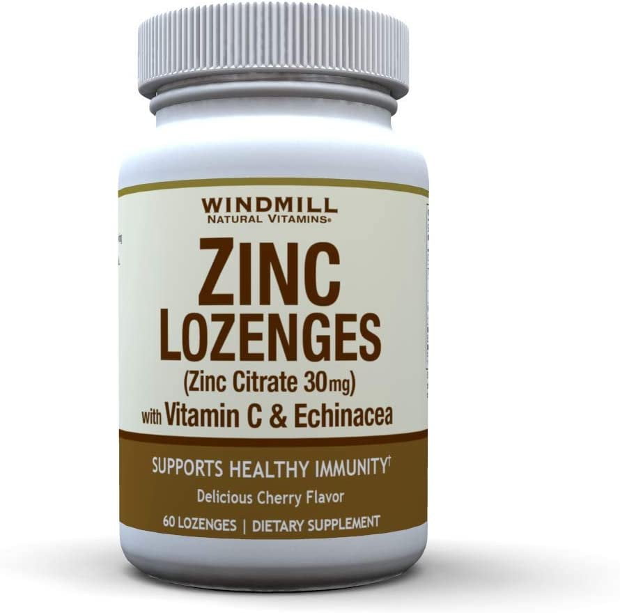 Windmill Zinc Lozenges Vitamin C & Echinacea, Immune Support, Cherry