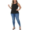thumbnail image 2 of Agnes Orinda Plus Size Tank Tops for Women Round Neck Swing Lace Flowy Tops Blouse 3X Black, 2 of 6