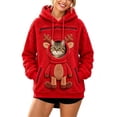 thumbnail image 4 of Frostluinai Womens Cats Hoodie with Pouch Zipper Fuzzy Fleece Pet Carrier Sweatshirt Christmas Reindeer Print Zippered Pet Pouch Adjustable Hole Pockets, 4 of 7